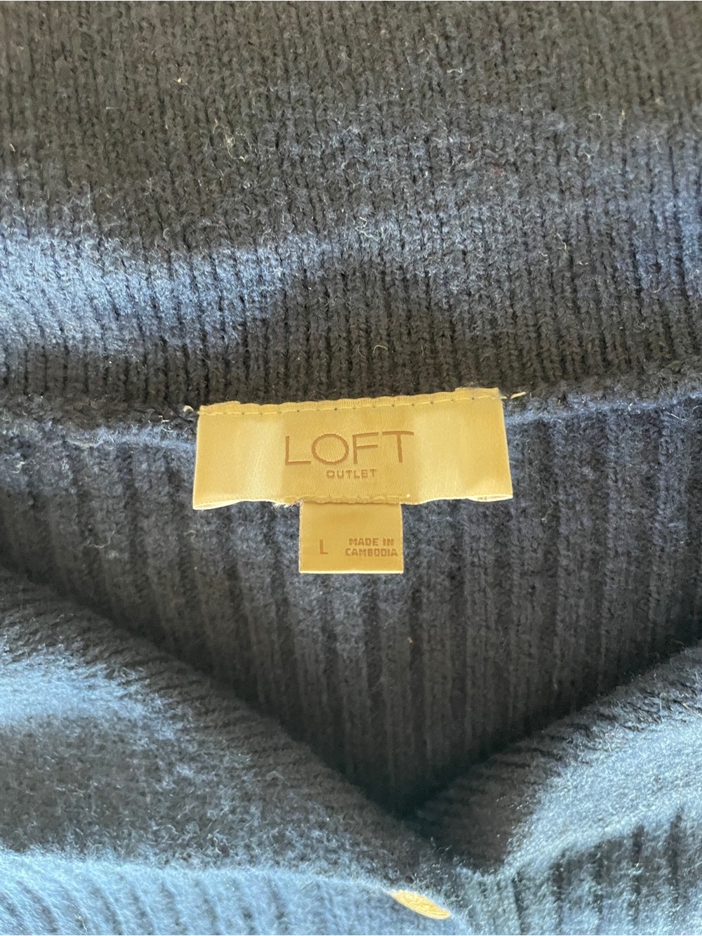 LOFT Navy and Cream Striped Polo Sweater - Picture 7 of 8